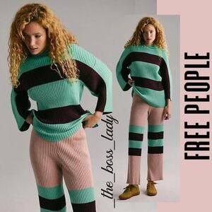 Free People sweater set co-ord matching set pants knit cozy boho Small